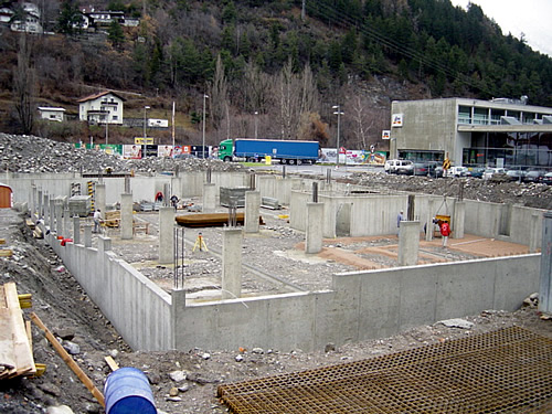 Die Tiefgarage im Business-Park in Landeck in Arbeit